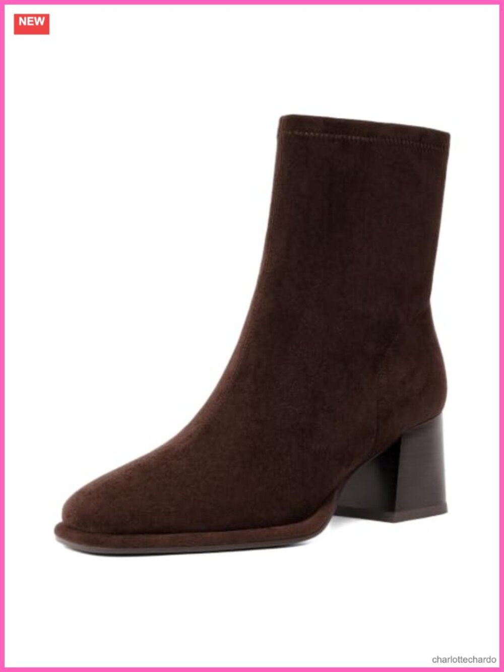 Women Square Toe Chunky Ankle Boots with Side Zipper Block Heel Faux Suede